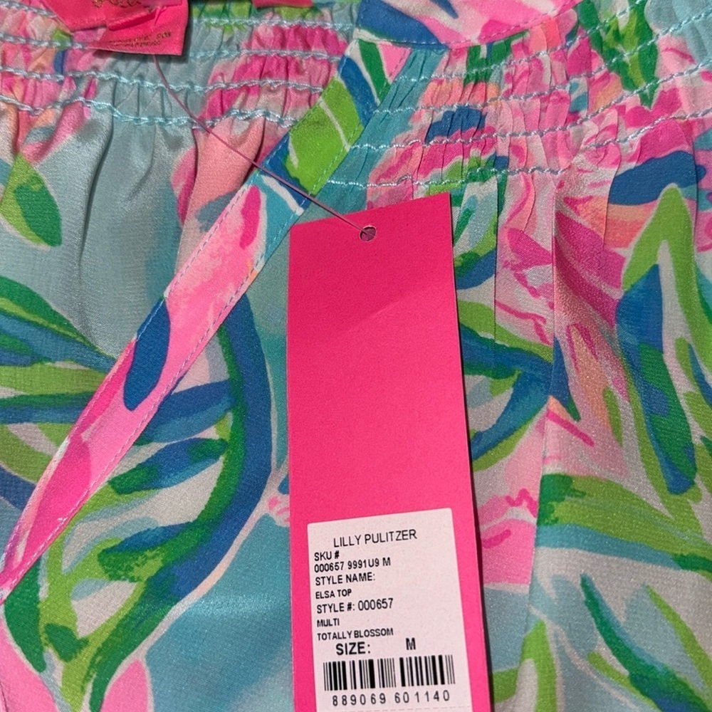 Lilly Pulitzer ELSA 100% Silk Top in multi totally blossom print size Medium NWT - Picture 5 of 8